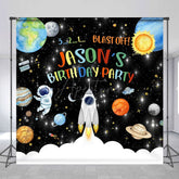 Aperturee - Aperturee Starry Galaxy Blast Off Custom Name Birthday Backdrop